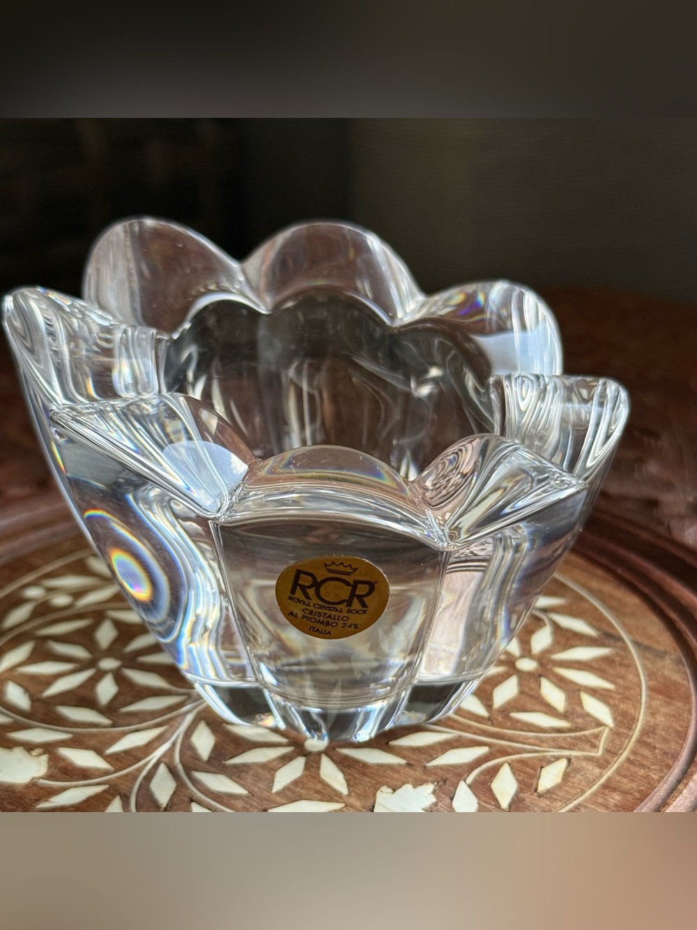 SAN MARCO ROCK CRYSTAL TEA-LIGHT CANDLE HOLDER CRYSTAL & LIGHT BY CALP - Picture 7 of 15